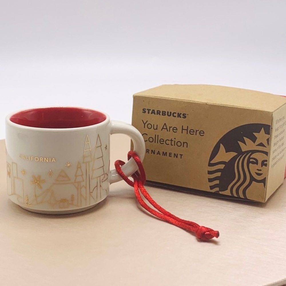 NIB Limited Edition 2014 Starbucks You Are Here Mini Mug Ornament - California